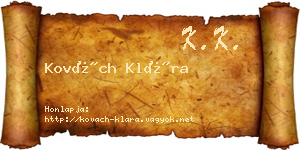 Kovách Klára névjegykártya