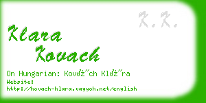 klara kovach business card